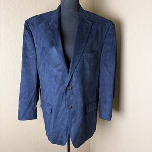 Lauren Ralph Lauren Blazer Mens 44S Navy Faux Suede Sport Coat Fox Lining